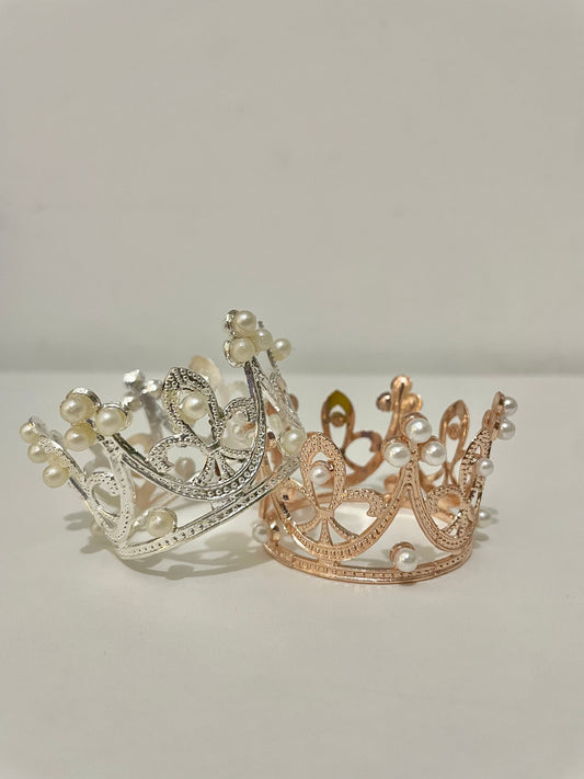 Corona metálica 5 cm en plateado y oro rosa