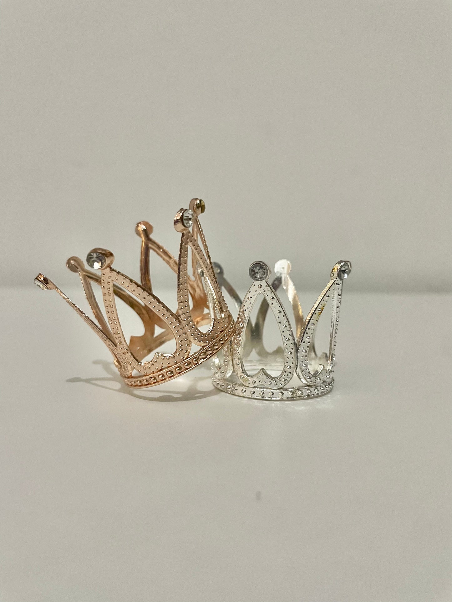 Mini corona metálica 3.5 cm en plateado y oro rosa