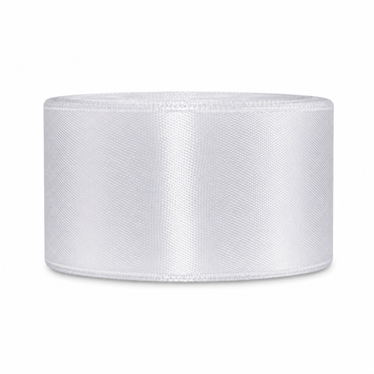 Cinta satín 4 cm x 25 yardas color Blanco puro referencia 1001 - Natuflor