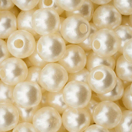 Perlas con hueco 6mm en blanco, beige y dorado