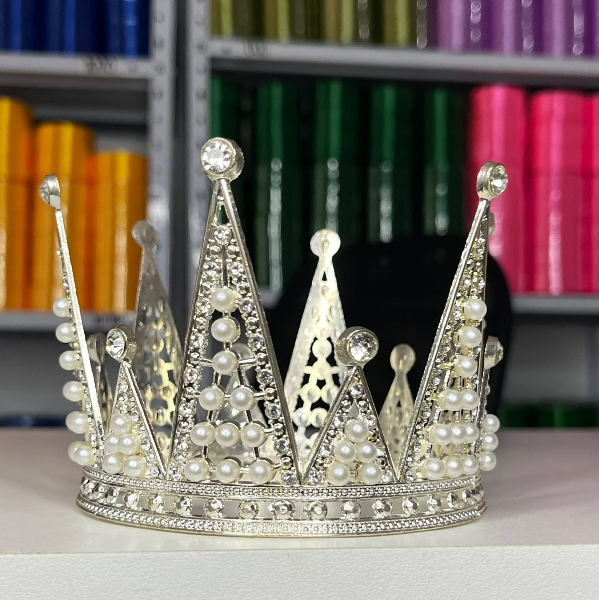 Corona metálica 10 cm - Plateado