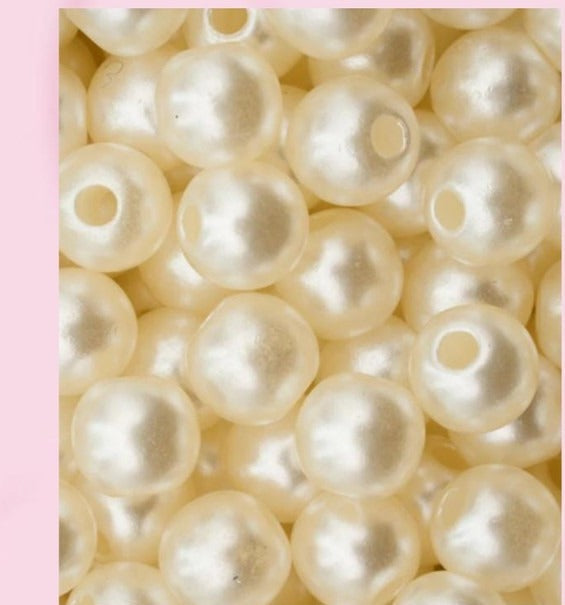 Perlas con hueco 6mm color beige