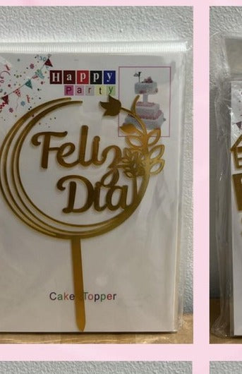 Topper Feliz Día luna dorado