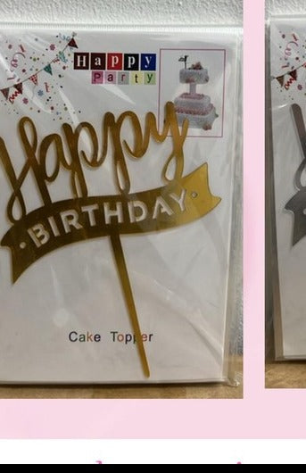 Topper Happy Birthday banner dorado