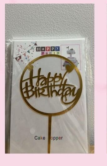 Topper Happy Birthday circular dorado